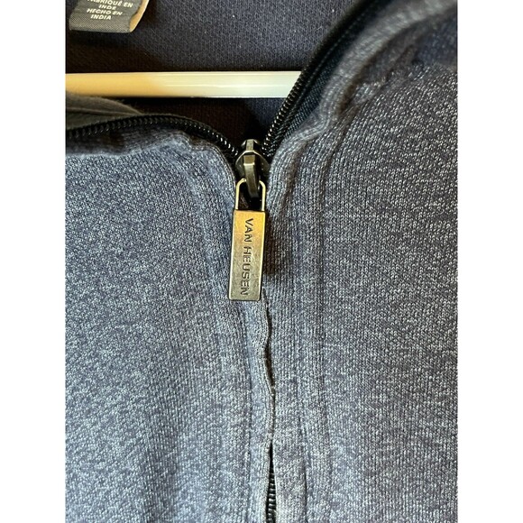 Van Heusen Flex Mens XXL Blue Long Sleeve Quarter Zip Fleece Pullover - Picture 2 of 6